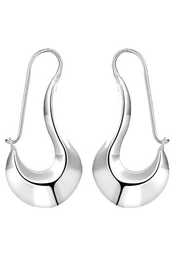 Atomic Silver Long Vogue Hoop Earrings