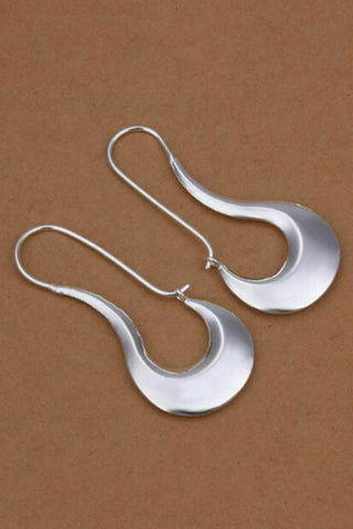 Atomic Silver Long Vogue Hoop Earrings