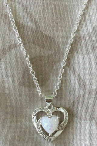 Atomic Silver Opal Heart Necklace
