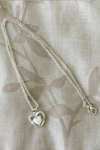 Atomic Silver Opal Heart Necklace