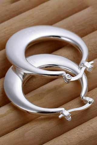 Atomic Silver Oval Thick Hoop Earrings