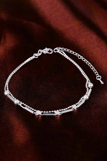 Atomic Silver Plated Star Chained Ankle Bracelet