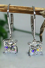 Atomic Silver Plated White Square Sapphire Earrings