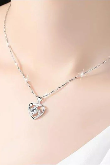 Atomic Silver Spiral Heart Necklace