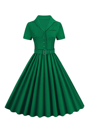 Atomic Solid Dark Green Long Pleated Dress
