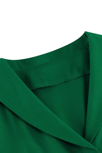 Atomic Solid Dark Green Long Pleated Dress