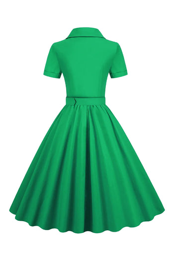 Atomic Solid Green Long Pleated Dress