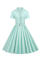 Atomic Solid Light Green Long Pleated Dress