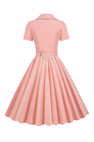 Atomic Solid Pink Long Pleated Dress