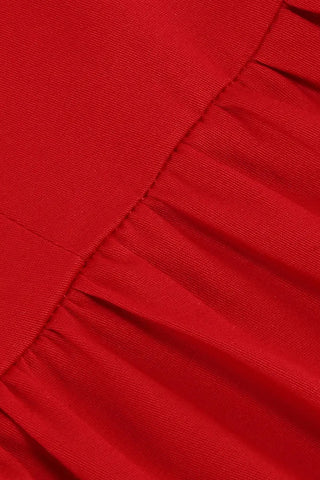 Atomic Solid Red Long Pleated Dress