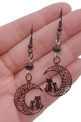 Atomic Witchy Cat on the Moon Earrings