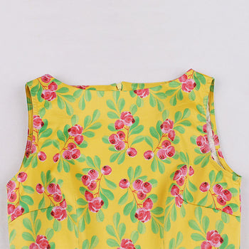 Atomic Yellow Cherry Rockabilly Retro Dress | Summer Spring Retro Vintage Rockabilly Pinup Dress