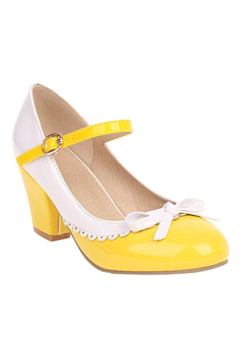 Atomic Yellow Single Strapped Mary Jane Pumps