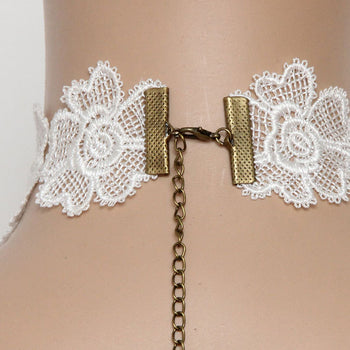 White Lace And Pearls Choker Necklace