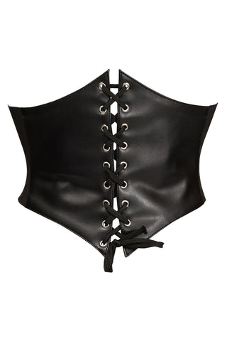 Lavish Premium Black Faux Leather Corset Belt Cincher | Gothic Corset Outfit | Gothic Corset Belt