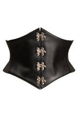 Lavish Premium Black and Silver Faux Leather Corset Belt Cincher | Gothic Corset Belt | Faux Leather Corset Outfit