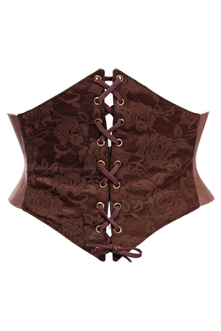 Lavish Premium Dark Brown Lace Corset Belt Cincher | Spring Corset Outfit | Floral Spring Corset Waist Cincher