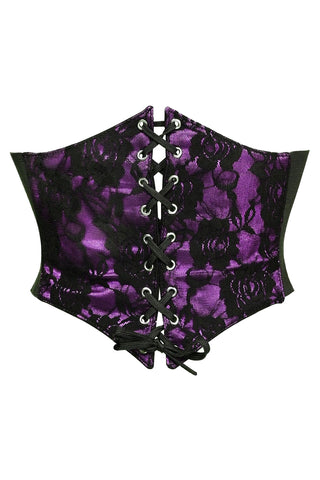 Lavish Premium Purple w/ Black Lace Overlay Corset Belt Cincher | Gothic Corset Outfit | Gothic Corset Belt