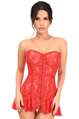 Lavish Premium Red Sheer Lace Corset Dress | Corset Dress Outfit | Lingerie Dress