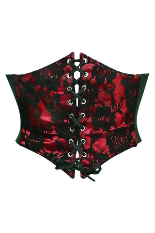 Lavish Premium Red w/ Black Lace Overlay Corset Belt Cincher | Red Gothic Corset Outfit | Gothic Corset Belt