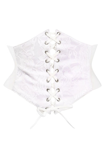 Lavish Premium White Lace Corset Belt Cincher | Spring Corset Outfit | Floral Spring Corset Waist Cincher