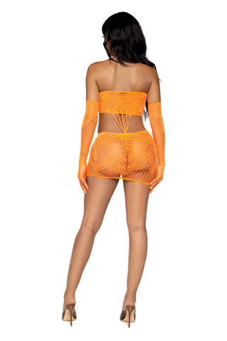 Leg Avenue 2-Piece Orange Kiss Me More Lace Dress Set
