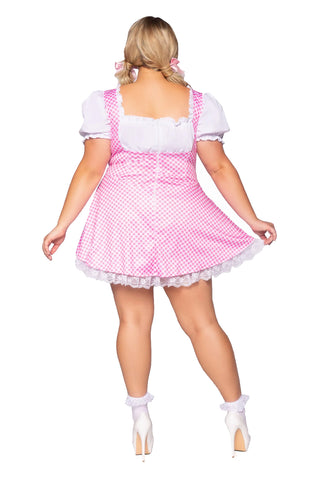 Leg Avenue Plus Size Pink Gingham Dress With Split Skirt Costume