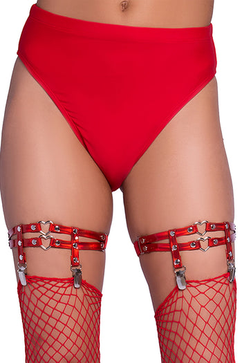 Leg Avenue Red Dual Strap Heart Thigh High Garters