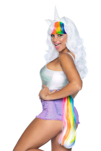 Leg Avenue Wavy Rainbow Unicorn Wig & Tail Costume Kit