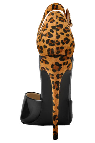 Only Maker Ankle Strapped Black Leopard High Heel Pumps | Strapped Animal Print Pumps