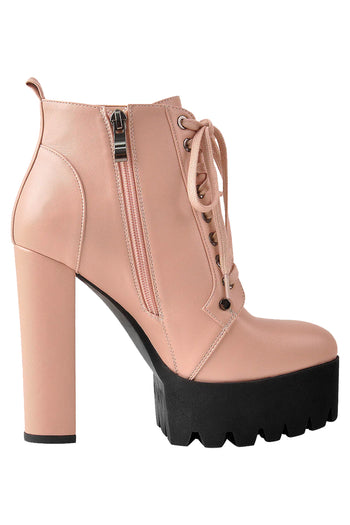 Only Maker Baby Pink Platform Chunky Heels Ankle Boots