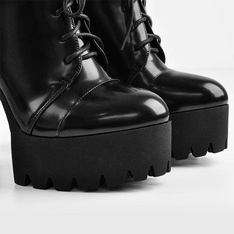 Only Maker Black Platform Chunky Heels Ankle Boots