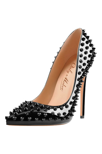 Only Maker Black Studded Patent Leather Pumps