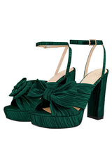 Only Maker Green Pleated Bow Sandals