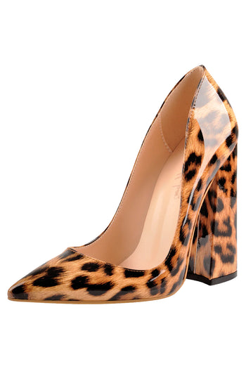 Only Maker Leopard Pointed Toe Chunky Block Heel Pumps | Animal Print Shoes | Animal Print High Heels