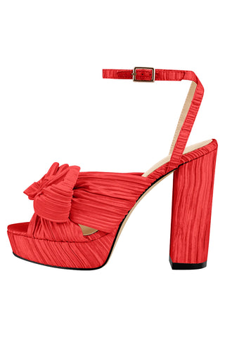 Only Maker Red Pleated Bow Sandals