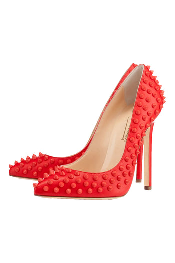 Only Maker Red Studded Patent Leather Pumps