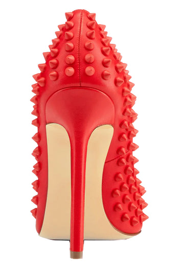Only Maker Red Studded Patent Leather Pumps
