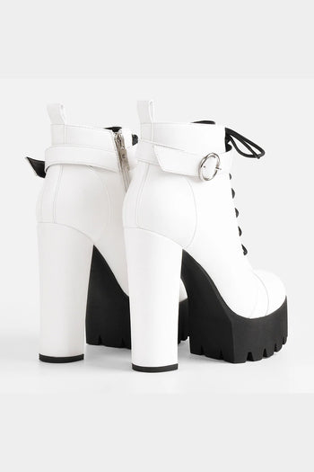 Only Maker White Platform Chunky Heels Ankle Boots
