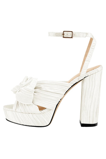 Only Maker White Pleated Bow Sandals