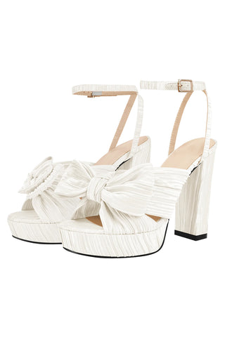 Only Maker White Pleated Bow Sandals