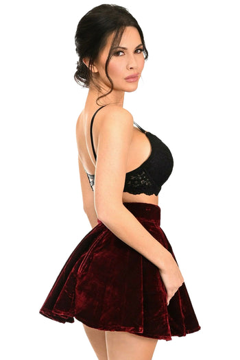 Premium Dark Red Crushed Velvet Skirt