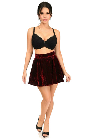 Premium Dark Red Crushed Velvet Skirt