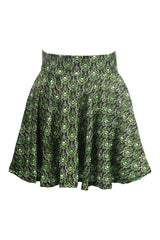 Premium Green Skulls Gothic Stretch Lycra Skirt