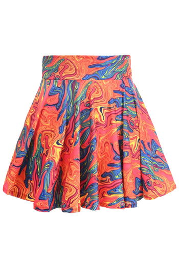 Premium Orange Tie-Dye Stretch Lycra Skirt