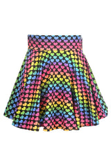 Premium Rainbow Hearts Stretch Lycra Skirt