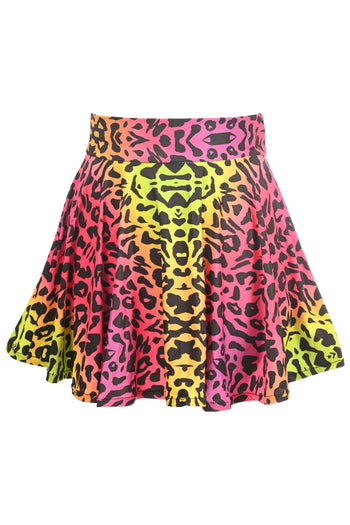 Premium Rainbow Leopard Stretch Lycra Skirt