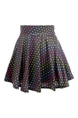 Premium Rainbow Polka Dots Stretch Lycra Skirt