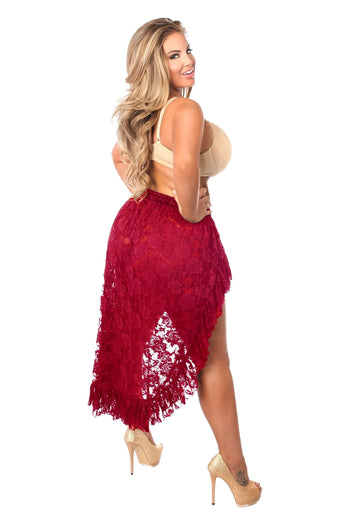 Premium Red Lace High Low Lace Skirt
