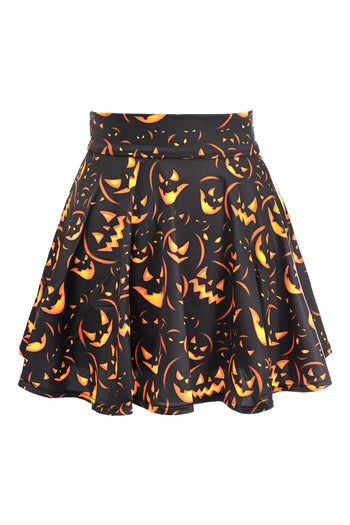 Premium Scary Pumpkin Stretch Lycra Skirt
